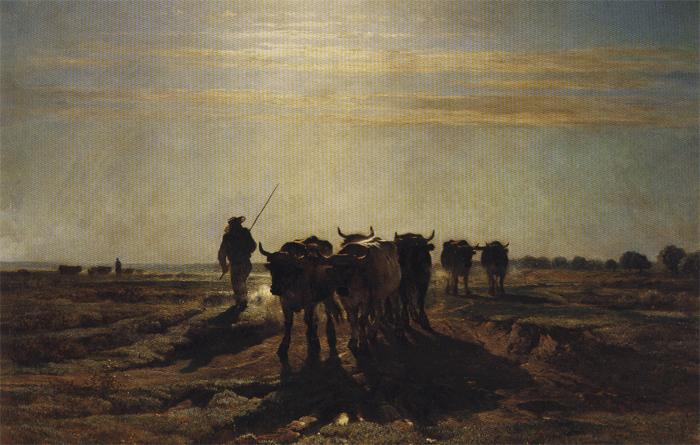 constant troyon Cattle Going to Work; Impression of Morning oil painting picture